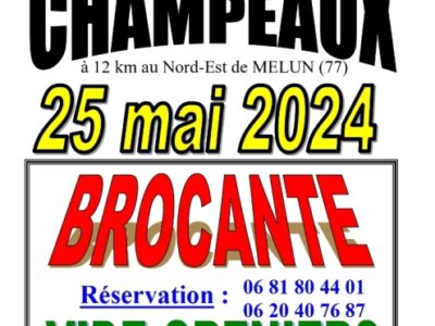 BROCANTE et VIDE-GRENIERS à CHAMPEAUX (77), le 25 mai 2024